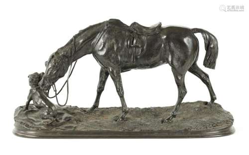 PIERRE JULES MENE. A LARGE LATE 19TH CENTURY BRONZE ANIMALIE...