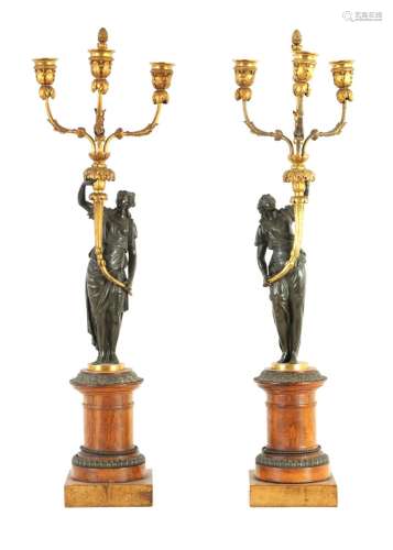 A FINE PAIR OF EARLY 19TH CENTURY FRENCH EMPIRE CAST BRONZE,...