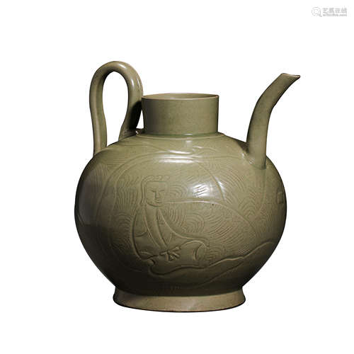 CHINESE SOUTHERN SONG DYNASTY YUE WARE POT DECIPTS FIGURE, 1...