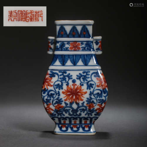 CHINESE QING DYNASTY QIANLONG BLUE AND WHITE DOUCAI PORCELAI...