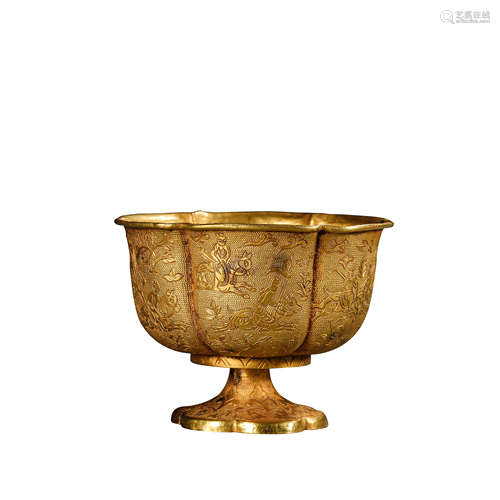 CHINESE TANG DYNASTY PURE GOLD CUP, 7TH CENTURY