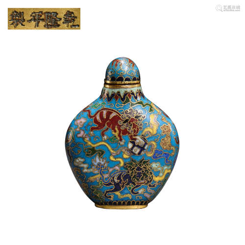 CHINESE QING DYNASTY CLOISONNE SNUFF BOTTLE, 17TH CENTURY