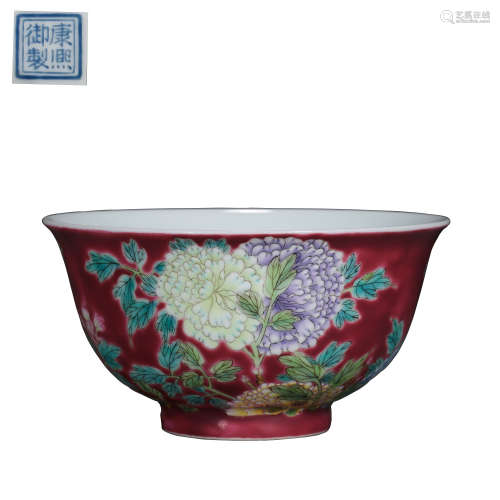 CHINESE QING DYNASTY FAMILLE ROSE BOWL, 17TH CENTURY