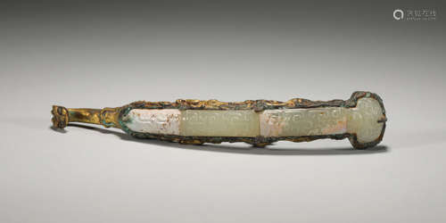 Han dynasty gilt jade belt hook