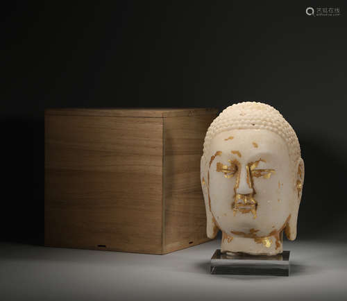 Tang Dynasty white marble Buddha head