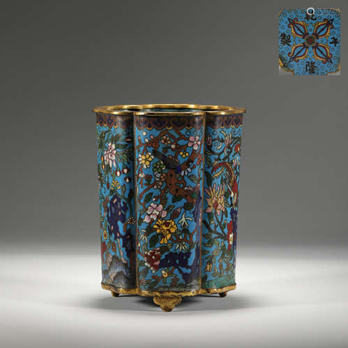 A Cloisonne pen holder from the Qing Dynasty