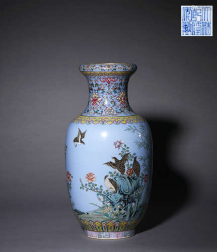 Qing Dynasty Qianlong year blue live and work in peace and c...