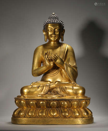 Bronze gilt Statue of Sakyamuni in qing Dynasty (large)