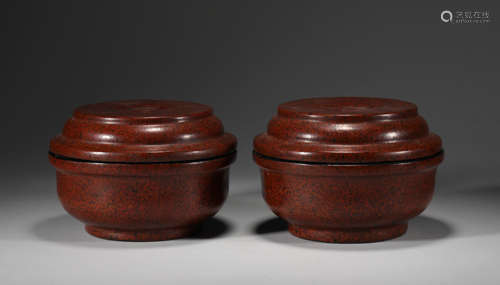 A pair of qing dynasty lacquer go POTS