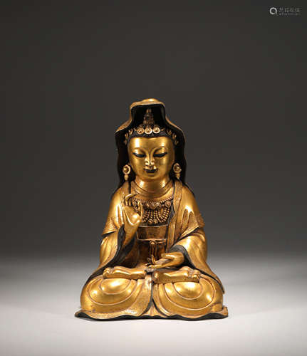 Ming dynasty bronze gilt guanyin statue