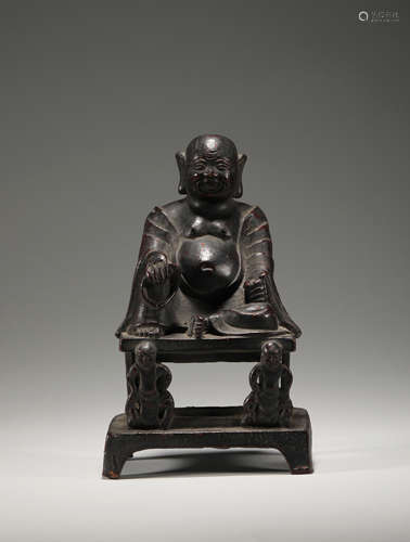 Ming Dynasty bronze lacquer gold Maitreya Buddha