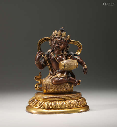 Bronze gilt statue of protecting dharma in qing Dynasty