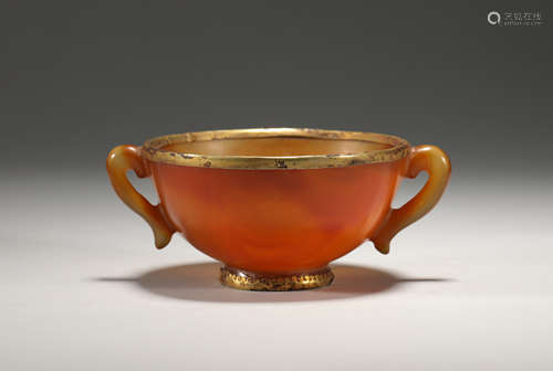 Yuan dynasty gold agate cup