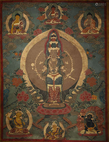 Thousand-handed Guanyin Thangka, Xizang, China, Qing Dynasty