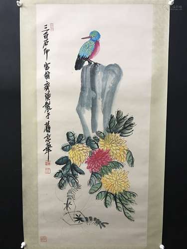 齊白石  花鳥圖 纸本立轴