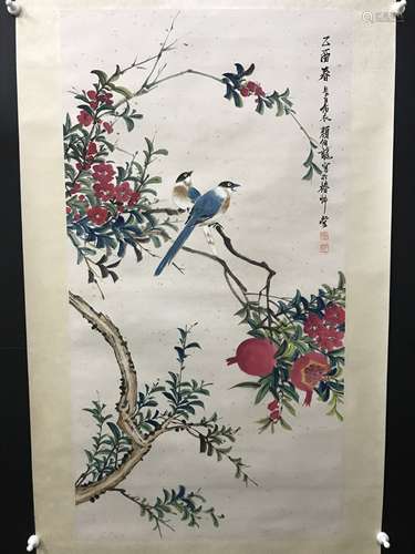 顏伯龍  花鳥圖 纸本立轴