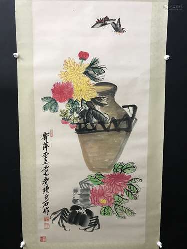 齊白石  花卉圖 纸本立轴