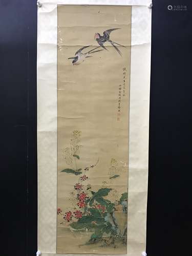 金城  花卉圖 纸本立轴