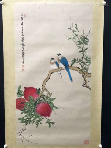 顏伯龍  花鳥 纸本立轴