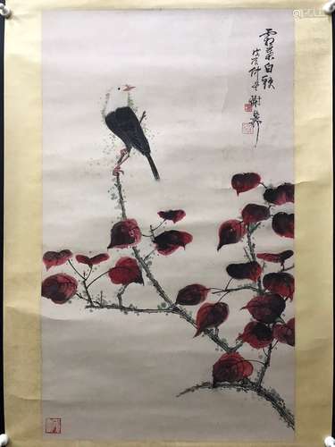 謝稚柳  花鳥 纸本立轴