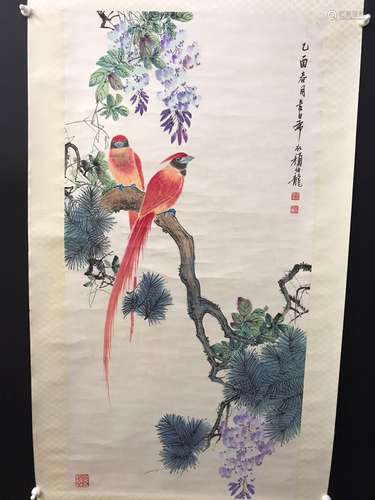 顏伯龍  花鳥 纸本立轴