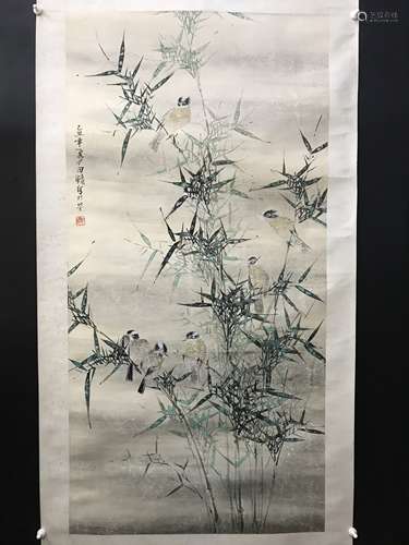 田鏞  花鳥 纸本立轴