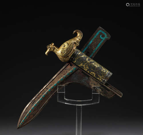 During the Warring States period, bronze inlaid with pine st...