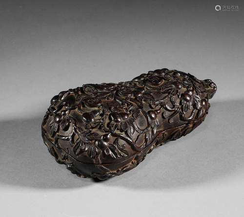 In the Qing Dynasty, red sandalwood gourd printing ink box