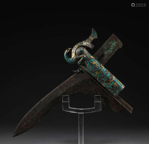 During the Warring States period, bronze inlaid with pine st...