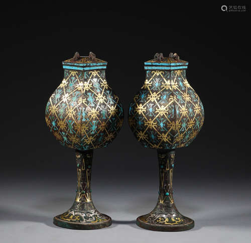 Han Dynasty, bronze inlaid with gold, silver and Turquoise r...