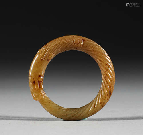 Han Dynasty, Hotan jade twisted silk Dragon Ring