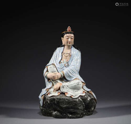 Qing Dynasty, pastel Guanyin statue