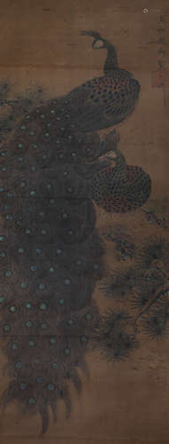 Song Huizong, ink painting, flowers and birds, silk scroll