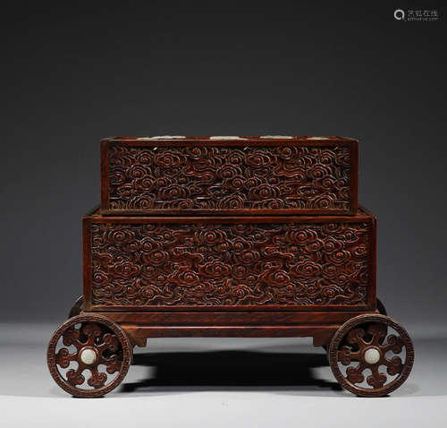 Huanghua pear wood treasure box in Qing Dynasty