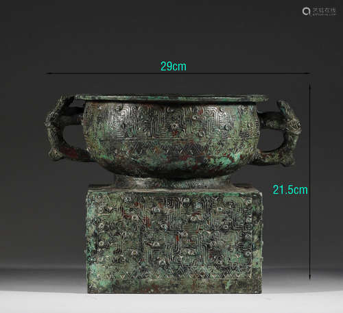 Shang and Zhou dynasties, bronze double ear furnace