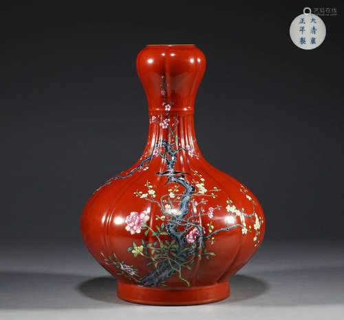 Qing Dynasty, pastel flower pattern net bottle