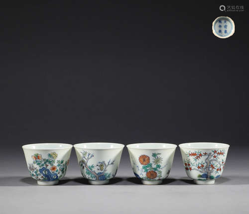 In the Qing Dynasty, there were four doucai and flower patte...