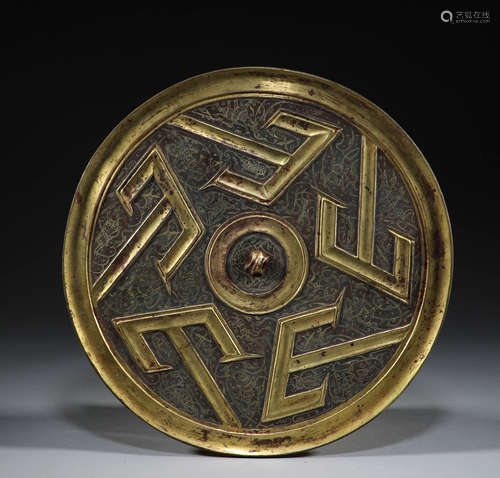 Han Dynasty, bronze gilded Shanzi mirror