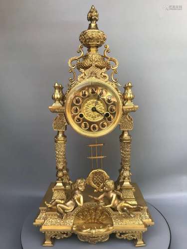西洋回流鎏金铸铜机械座钟