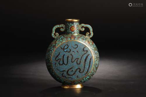銅鎏金掐絲琺瑯抱月瓶