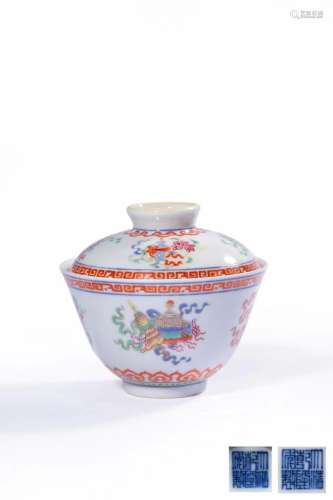 A FAMILLE-ROSE BOWL AND COVER,MARKS AND PERIOD OF QIANLONG