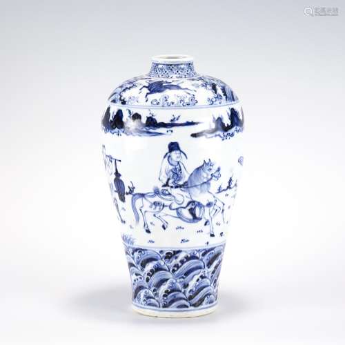 MING BLUE & WHITE MEIPING JAR