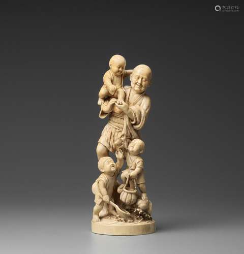 TOGA: A LARGE TOKYO SCHOOL IVORY OKIMONO OF A FISHERMAN AND ...