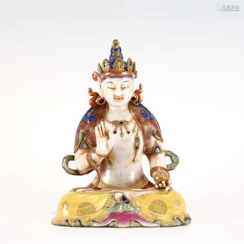 QING FAMILLE ROSE BUDDHA STATUE