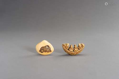 A GROUP OF TWO IVORY NETSUKE