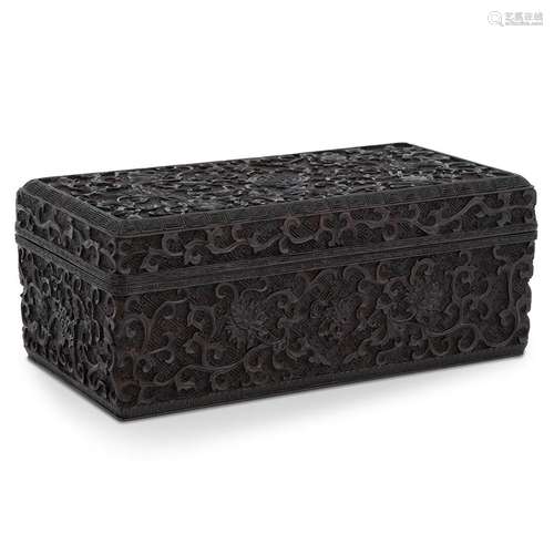 CARVED ZITAN BOX WITH INTRICATE PATTERNING