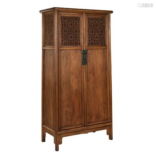 CHINESE DOUBLE DOOR OPEN-WORKS CABINET