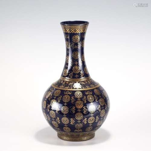 QING GUANGXU BLUE & GOLD REWARD VASE