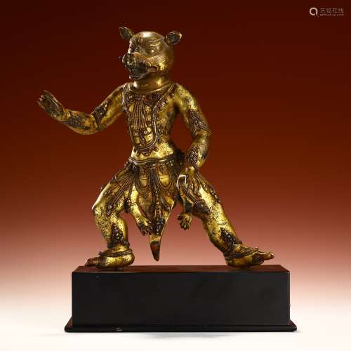 Qing Dynasty Tibetan Dharma Protection with Copper and Gold