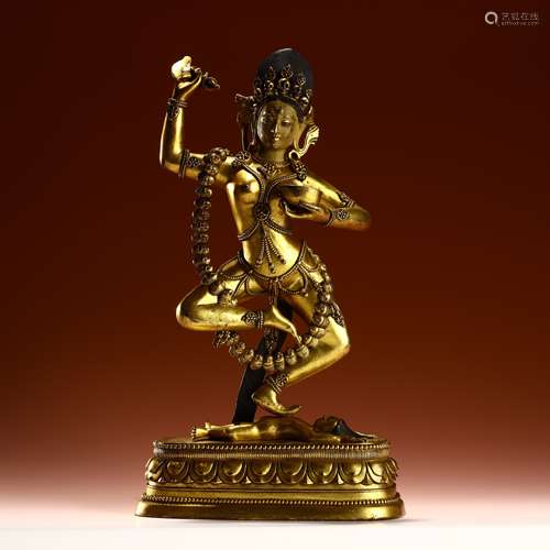 CQing Dynasty opper-gilded King Kong Tara statue